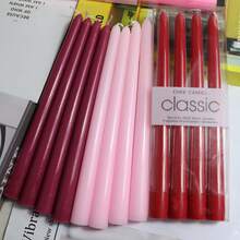 4 件 10 英寸多色柱状蜡烛，无烟无味，燃烧时间长，创意蜡烛，教堂祈祷蜡烛，适用于家居装饰、圣诞节、复活节、生日派对、婚礼、浪漫烛光晚餐、秋季蜡烛季节、放松、石蜡蜡烛、女性礼物 - 粉色 - 查看 3