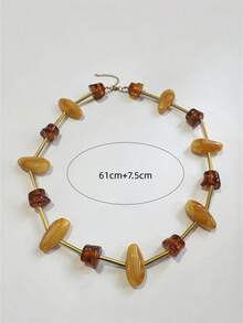 1pc Acrylic Beaded Long Necklace, Suitable For Women To Wear To Parties Or Daily