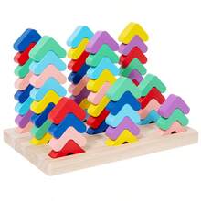 Wooden Rainbow Stacker Educational Toys Learning Toy Kids Block Nesting Puzzle Toys Montessori Stacking Game Building - Multicolor - View 11