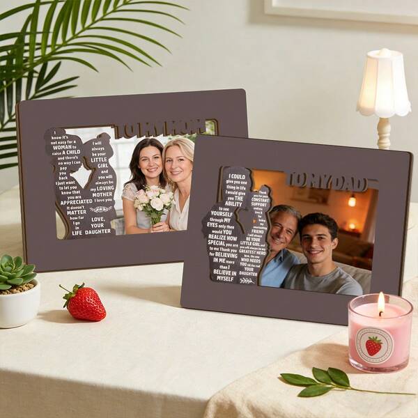 1/2pcs Vintage Wooden Photo Frame, Thoughtful Gift For Father, Mother, Suitable For Living Room, Bedroom Decor, Ideal Holiday Present For Mom, Dad