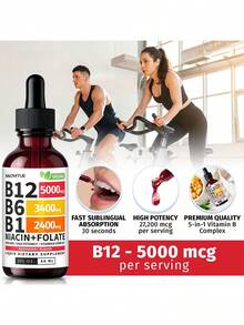 MONTUE Vitamin B12 And B6 Liquid Drops, B12 Sublingual Vitamin B Complex,Weight Loss Products - B 12 Vitamin 5000mcg - B12 Methylcobalamin For Energy, Brain, And Heart Support With 27,200 Mcg, Raspberry, 40 Servings - 1 chai - Xem 9