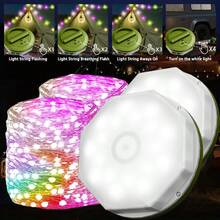 8m Fairy Lantern - RGB Camping Lights String, Portable Garden Lighting, With 3 Modes (Flashing/Slow Flashing/Steady) For White Light And String Lights, IP44 Waterproof, Suitable For Yard, Garden, Camping Tent Decor, Room Decor, Christmas Decor, Also An Ideal Gift - RGB Light - View 13