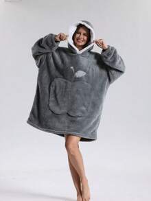 Adult Thickened Wool Hooded Blanket Sweatshirt - Autumn/Winter Thick Style, Large Pocket, Loose & Comfortable, Warm For Winter, Flannel Warm Design, Essential Warm Item For Autumn/Winter, Warm Winter Home Decor, Soft Touch - Multicolor - View 24