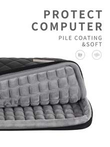 Shockproof Notebook Bag Black PU Laptop Sleeve With Handle Diamond-Quilted Laptop Bag - Black - View 6