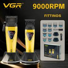 VGR Professional Hair Clipper Set, 9000 RPM High-Speed Hair Clipper, Salon-Grade Cordless Hair Clipper Set With Wireless Charging Base, Fast Charging, Extra-Long Runtime, Digital Display, Men's Hair Clipper V-877 S2 - Nhiều màu - Xem 3