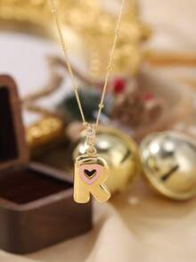 1pc Stylish And Simple Women's Necklace With 26 Letter Pendant (A-Z Capital Letters). Suitable For Everyday Wear, Unisex, And As A Gift For Friends. - Multicolor - View 28