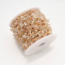 1 mètre de chaîne ornementale exquise à plusieurs couleurs, de forme triangulaire, en zirconium, plaquée cuivre et or. Accessoire de chaîne pour la création de bijoux, vêtements, chaussures et sacs - triangulaire - Voir 7