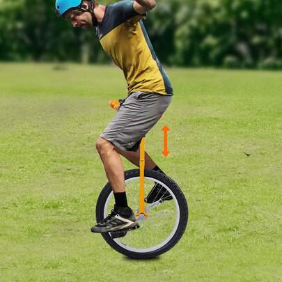 WOBENFOG 20 Inch Wheel Unicycle, Adjustable Height Outdoor Balance Bike For Adults And Teens, Yellow, 143-165 Lbs Capacity