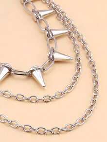 1件男女通用银色嘻哈裤链 - 銀色 - 查看 4