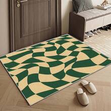 1pc Modern Minimalist Curved Geometric Colorblock Area Rug. Velvet Fabric, Approx. 850g, 0.6cm Thick. Durable, Anti-Slip, Easy To Clean. Multiple Sizes Available. Suitable For Kitchen, Living Room, Dining Room, Bedroom, Balcony, Bathroom, Study, And More. An Ideal Home Decor Choice. - Multicolor - View 9