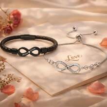 Personalized Infinite Love Couple Bracelet, Leather Couple Bracelet Set, Elegant Unique Bracelet, Valentine's Day/Friendship Gift - Couple Style Men's + Women's - View 6