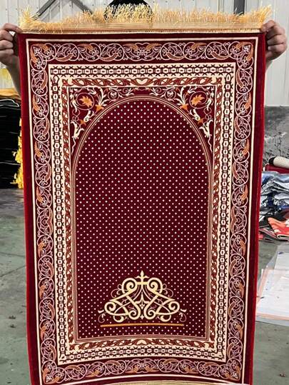 1pc Luxury Ramadan Prayer Mat, Islamic Prayer Rug, Prayer Mat, Shaped Prayer Mat, Tassel Decor Mat, Tassel Design Prayer Rug, Ramadan Blessing, Eid Decoration