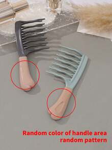 2pcs Wide-Tooth Comb, Suitable For Long Curly And Voluminous Hair - Fashionable Black And Light Blue Combs With ABS Handles, Great For Styling Curly Hair And Home Massage, Ideal Holiday Gift For Friends, Elegant Hair Brush, Stylish Hair Care, Suitable For Curly, Wavy And Voluminous Hairstyles, 1 Pair - Multicolor - View 10