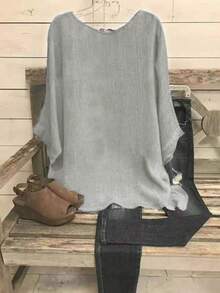 休闲简约印花大码衬衫 - 灰色 - 查看 2