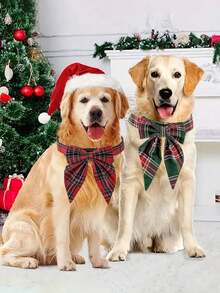 Słodka, trwała, wygodna, urocza, regulowana kokardka na świąteczną obroża dla psa dla małych, średnich i dużych psów, naszyjnik dla dziewczynki lub chłopca, świąteczny - Wielokolorowe - Zobacz 2