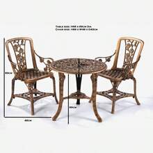 3pcs Rose Garden Bistro Set – Table & 2 Chairs - Bronze - View 4