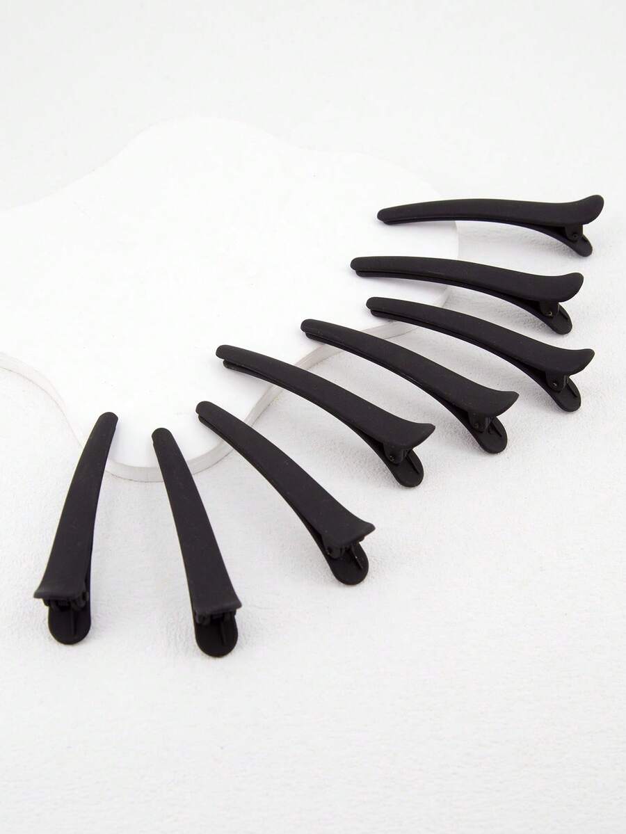 8个/包 纯色 8厘米哑光ABS塑料休闲发夹，适合日常佩戴，头部饰品，女士发饰 - 彩色 - 查看 1