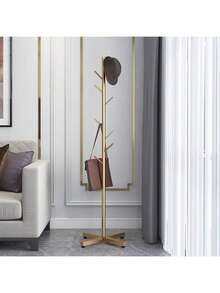 现代简约落地式衣帽架，玄关衣架，带宽敞储物空间，大理石台面和金属框架（产品包装内含组装视频二维码）