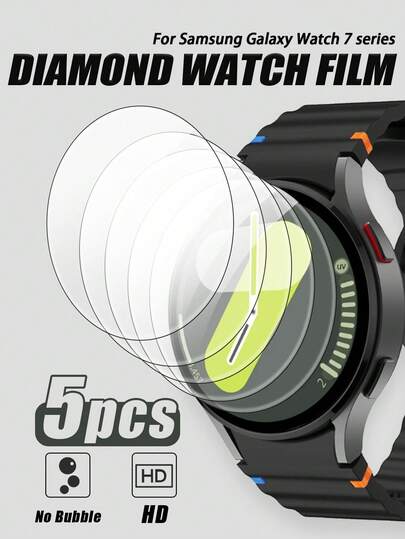 5pcs 9H Hardness Tempered Glass Screen Protector For Smart Watch, Ultra-Clear, Waterproof, Anti-Fingerprint, Glossy Surface, Suitable For Galaxy Watch Ultra FE, Watch7, Watch6, Watch5, Watch4 Series And Pro Models