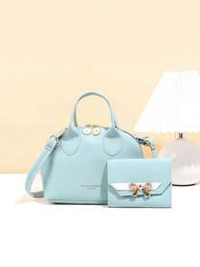 一套女孩贝壳造型手提包、单肩包和钱包，时尚优雅，适合各种场合 - 彩色 - 查看 16