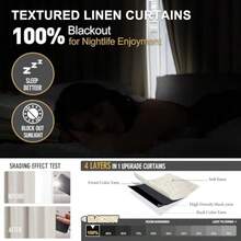 Natural Linen Blend Pinch Pleated Blackout Curtains For Bedroom - 2 Panels 100 Black Out Curtains 108 Inch Long For Living Room Darkening Thermal Window Curtain Drapes With 16pc Hooks - 自然的 - 查看 3