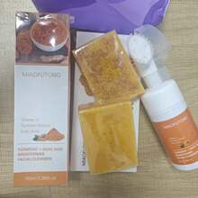4pcs Turmeric Facial Cleansing Set, Including 30 Facial Wipes, 1/3/5 Pieces Of Handmade Turmeric Kojic Acid Soap, And 1 Bottle Of Turmeric And Damascus Rose Facial Cleansing Mousse. It Provides Deep Cleansing And Moisturizing, Contains A Large Amount Of Curcumin, Vitamin E, And Rose Essence, And Is Suitable For The Face And Body With A Natural And Mild Formula. - 黃色 - 查看 6