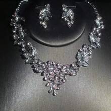 A Women's Jewelry Set, Including A Necklace And Earrings, Set With Rhinestones. Stylish, Elegant, And Luxurious, Suitable For Brides, Weddings, Banquets, Parties, And Formal Occasions. - Jewelry Set - View 8
