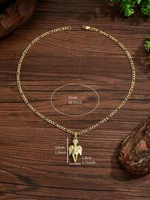 1件男士复古风3D立体浮雕天使吊坠项链，嘻哈金属质感天使颈饰，基督教相关男士饰品，适合日常佩戴和搭配。 - 金黃色 - 查看 3