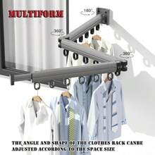 CYPNEstante de Secado de Ropa Tendedero Plegable Pared Capacidad de Carga 35KG con 18 Ganchos Ángulo Ajustable 360° Estante de Ropa Retractil para Ahorro Espacio Lavandería Balcón Vestíbulo PlataFashion