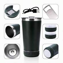 Taza multifuncional, botella de agua portátil con altavoz, color negro, con altavoz integrado. - Negro - Ver 4