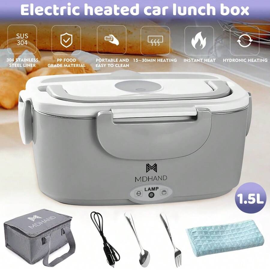 Electric Lunch Box Food Heater, Portable Warmer For Car Truck Work With 304 Stainless Steel Container, 12V Heated Lunch Box Suitable For Ideal Driver/Work/Gift