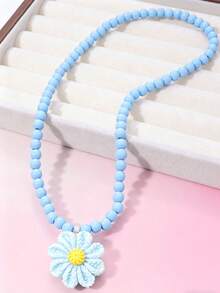 1pc Children's Cute Flower Beaded Pendant Necklace, Suitable For Girls' Daily Wear, Can Be Used As Holiday Or Birthday Gift - Multicolor - View 4