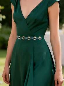 1 قطعة حزام زفاف شخصي، ضروري لحفل العروس، مناسب لديكور حفلة العروس، هدية لوصيفات العروس، إكسسوار خصر للسفر اليومي، هدية عيد الحب - الشريط الأخضر - مشاهدة 7