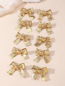 10pcs/20pcs Girls Gold & Silver Bowknot Hair Clips Set, Suitable For Daily Decoration - Multicolor - View 9