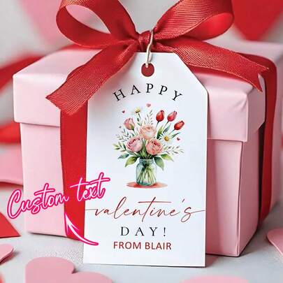 10–50 st. presentetiketter med anpassningsbart textmönster, etiketter med tecknat mönster, lämpliga för presentdekorationer på alla hjärtans dag, söta tecknade etiketter med dekoration på alla hjärtans dag, dekorationsetiketter för glasflaskor, dekorationsetiketter för dessertförpackningar, presentdekorationer för goda vänner, grannar, par, klasskamrater, söner, döttrar, fäder, mödrar, morfäder, mormödrar, kollegor
