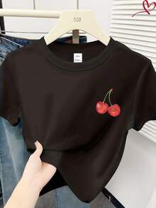 Women's Happy Fri-Yay Graphic Cotton T-Shirt, Short Sleeve Casual Tee With Colorful Letter Print, Round Neck Loose Fit Top For Weekend, S-XXXL Sizes Available - màu đen - Xem 8