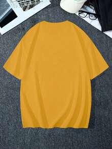 Y2K Anime Eye Print Oversized T-Shirt, Loose Fit, Premium Soft Fabric, Summer/Spring - Mustard Yellow - View 2