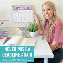 Hadley Designs Wall Calendar 2025-2026 – 18-Month Hanging Calendar 2025-2026 For Family, Home, School, &Amp; Office, Spiral Bound With Large Date Blocks &Amp; Notes Sections (Pastel) - ColorA - 查看 7