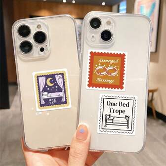 50张复古书籍隐喻印章方形贴纸，DIY装饰手机壳、吉他等，PVC材质