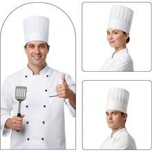 4 Pcs Disposable Paper Chef Hats, 9inch Flat Top White Chef Hats Men Women, Adjustable Cooking Hat Baker, Kitchen, Restaurant - 最初的 - 查看 3