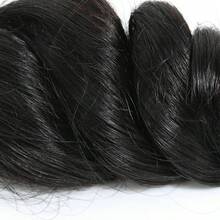 人发束，自然波浪卷人发，3束装，100%未经加工的巴西原生人发接发，12A级人发接发 - Natural Black - 查看 11