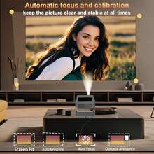 2026旗舰智能双屏投影仪：原生1080P，图像质量清晰，300英寸巨幕，沉浸式观看体验，自动对焦和梯形校正，无需手动操作，触摸屏+WiFi6，操作流畅，Android 12系统，可自由安装应用程序，适用于客厅、卧室、派对等场合，简约而不失精致。 - 查看 7