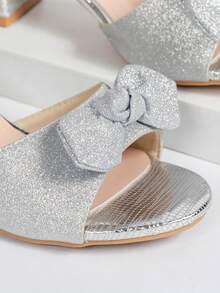 2026 Summer New Fashionable Sexy Goddess Lace-Up Thick Sole Roman Sandals, Women's High Heel Bowknot Sandals - Silver - View 8
