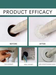 白色密封腻子，墙面修补膏，带刮刀的腻子修补工具套装，快速简便地填充家庭墙面裂缝、石膏凹痕和木材划痕，造型腻子，密封砂浆，墙孔，空调孔，排水连接快速修补泥，车间用密封泥，排水除臭剂，空调孔填充剂，墙孔密封剂 - 白色 - 查看 4