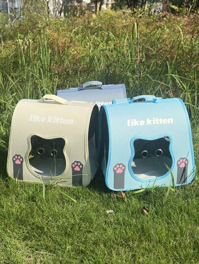 6 kg kapacitet för katt/liten hund, oxfordtyg med ventilerande fönster, lämplig för små husdjur, dubbla axelremmar, handhållen, bärbar husdjursväska med stor kapacitet