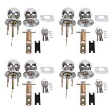 4 piezas perilla de puerta con llave para puerta de recámara con llaves, perilla de puerta de acero inoxidable con cerradura y llave, manija de puerta de bola con llave con cerradura y llave - Plateado - Ver 12