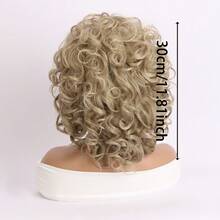 1pc 100% Density Golden Curly Wig, Women | Heat Resistant Fiber | Party | Voluminous Style - Multicolor - View 6