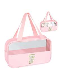 Bolsa de Toucador Transparente de PVC, Bolsa de Maquiagem com Letras, Bolsa de Toucador de Viagem à Prova d'Água, Bolsa de Armazenamento de Maquiagem à Prova d'Água com Zíper com Letras, Bolsa Organizadora de Cosméticos, Bolsa de Viagem Portátil para Cosméticos, Com Alça Prática, Para Acessórios de Toucador de Viagem, Itens Essenciais de Viagem, Itens Essenciais de Cruzeiro, Acessórios de Viagem, Armazenamento de Banheiro, Armazenamento de Joias, Armazenamento de Batom, Armazenamento de Esmalte, Presente de Páscoa, Presente para Dama de Honra, Presente para o Dia das Mães, Presentes para Mulheres - Multicolorido - Visão 18