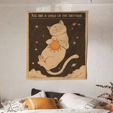 A Sun Tarot Card Cat Tapestry Wall Hanging - A Vintage-Style Home Decor Item For The Bedroom. - Multifärgad - Visa 4