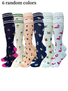 1/3/6 Pairs Unisex Compression Sports Socks - Lightweight Breathable Over-The-Knee Design, Suitable For Running, Cycling, Hiking, Football And Travel - Low Pressure Support